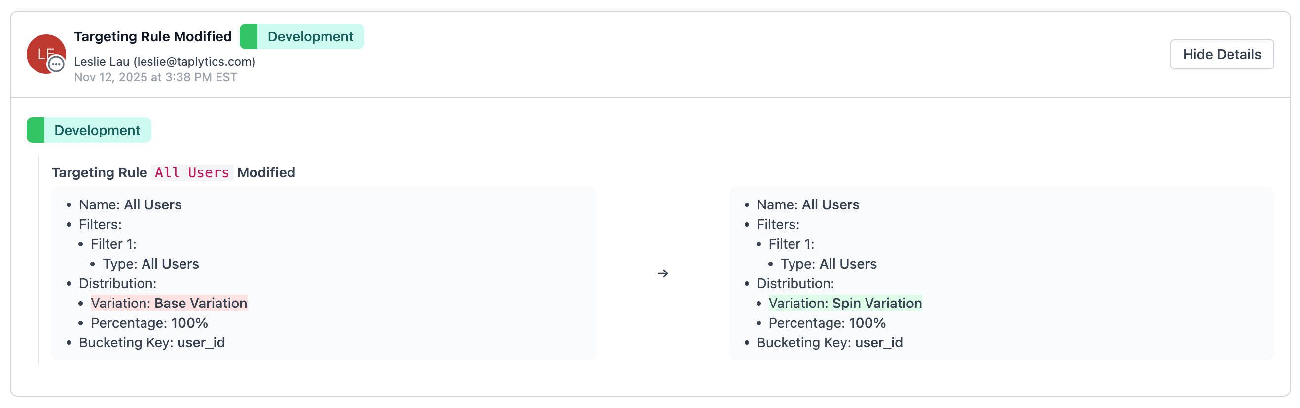 Audit Log Change